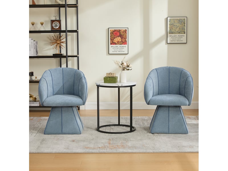Fauteuil pivotant avec dossier haut ergonomique, pour chambre et salon en chenille bleue 56 × 54 × 74,5 cm - Conforama E