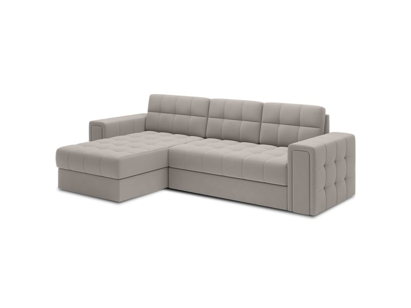  Canapé d'angle convertible kapitara beige réversible avec coffre de rangement  - Conforama D