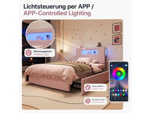 Lit avec rangement 90x200 cm DZMDIP coloris rose
