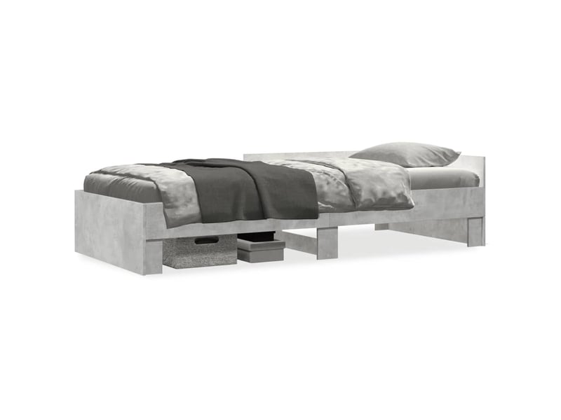  Lit simple- lit adulte -  cadre de lit sans matelas gris béton 100x200 cm bois ingénierie  - Conforama A