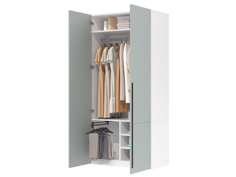  Armoire 90x50x200 cm 2 portes avec penderie coloris gris  - Conforama A