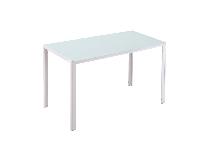 Table de salle à manger rectangulaire en verre trempé et métal, blanche, 120x60x75 cm 835-479WT - Conforama B