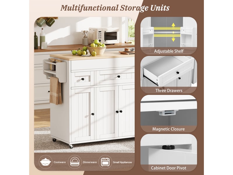  Îlot de cuisine, 137x45,2x92 cm, bicolore cao-KL000015AAK-conf-NEW - Conforama E