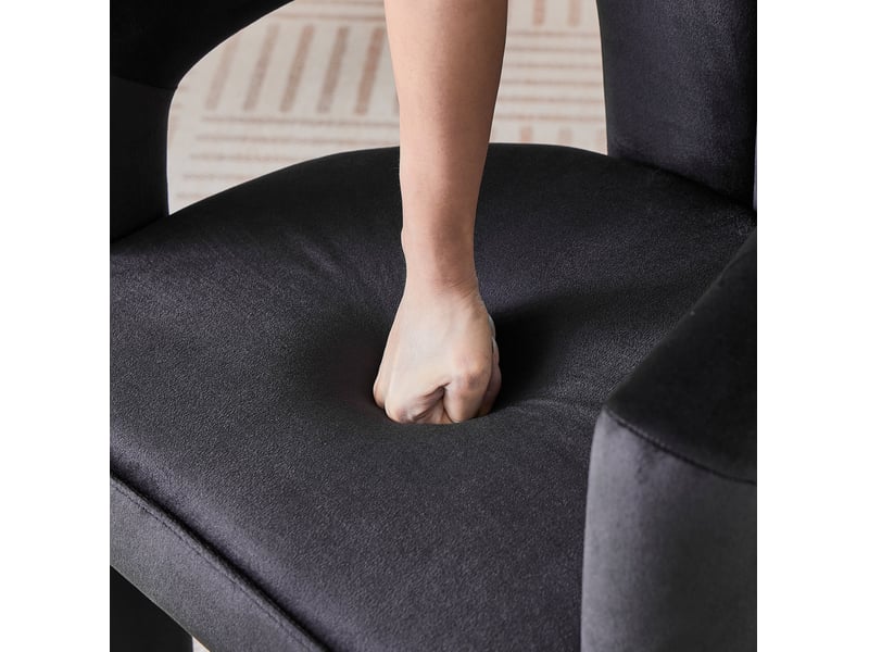  Lot de 2 chaises de salle à manger avec accoudoirs en velours noir  - Conforama D
