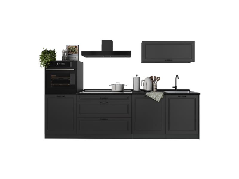  Vicco cuisine, anthracite campagneanthracite, 280cm plan de travail marbre  - Conforama E