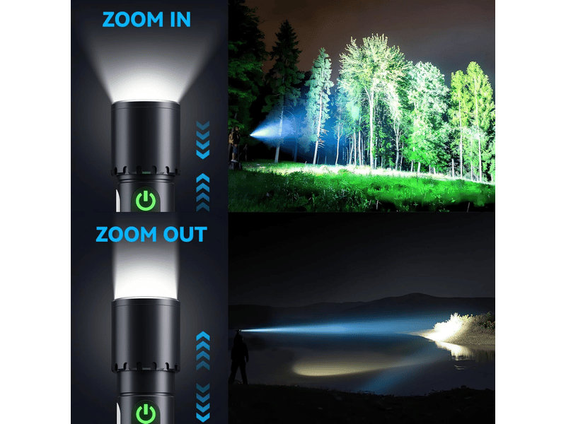  Magnetic rechargeable flashlights,2000lm 5000mah high lumens flashlight with 9 modes,waterproof, adjustable,powerful  - Conforama D