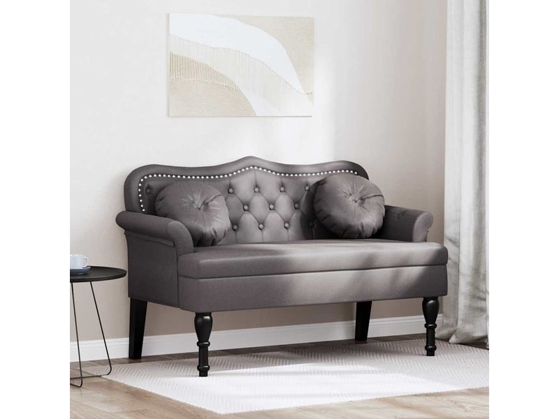  Banc chesterfield, canapé 2 places gris 120,5x65x75 cm simili cuir  - Conforama B