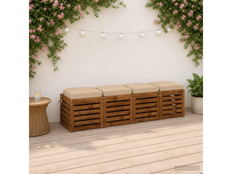 Lot de 4 coussins de siège, coussins d'assise soest 100 % polyester crème cf60787 - Conforama B