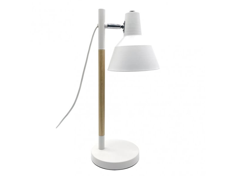  Lampe de bureau fabrilamp basil 1 x e14 blanc hêtre 50 x 17 x 23 cm articulée orientable 350° 161171001 - Conforama A