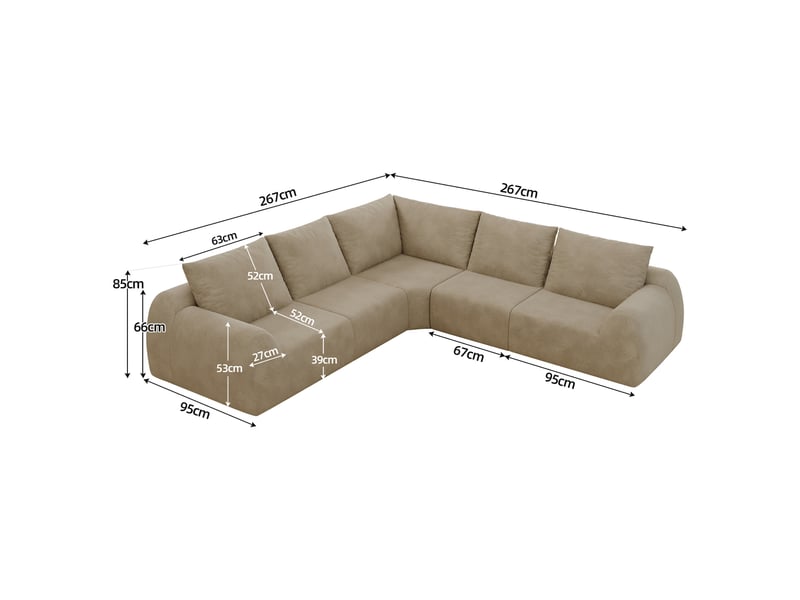 Canapé en mousse compressée 267 cm pour salon sans armature kaki - Conforama C