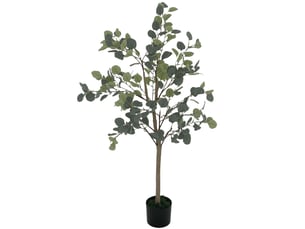 Eucalyptus artificiel décoratif, 120 cm, synthétique, avec 230 feuilles en pot pour usage intérieur, vert