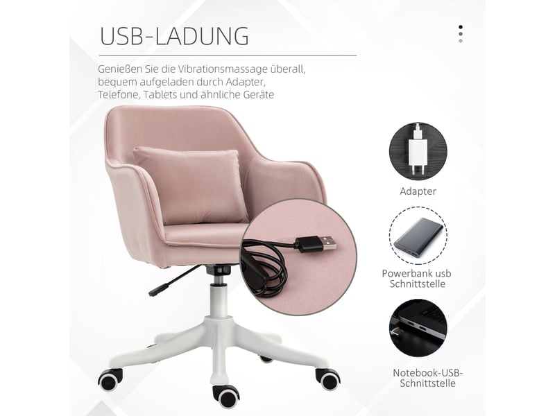  Chaise de bureau,57x70x86 cm,avec massage vibrant,velours,rose  - Conforama D
