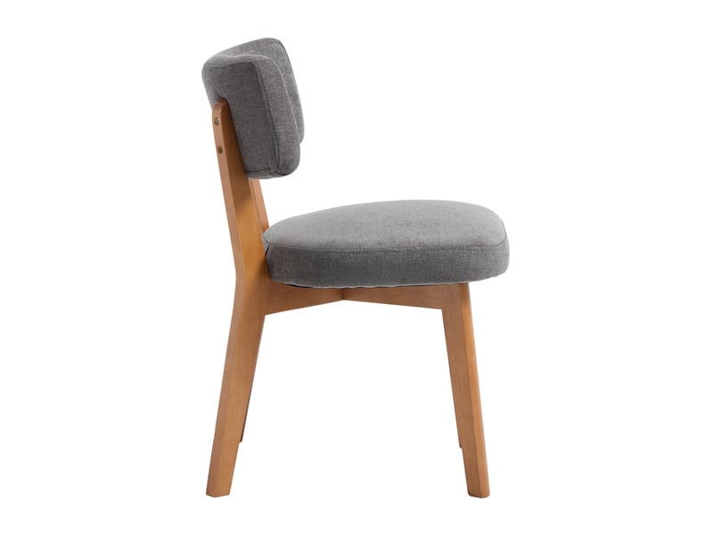  Lot de 2 chaises de salle à manger rembourrées avec dossier ergonomique et pieds en bois massif, tissu gris  - Conforama A