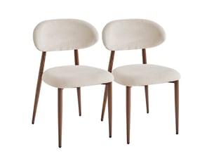 Lot de 2 chaises vintage - rustique - chaise en lin et salle à manger - style nordique minimaliste - pieds en métal beige