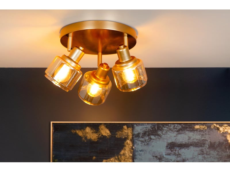 Spot plafond 3xe14 or mat laiton - lucide - bjorn  - Conforama C