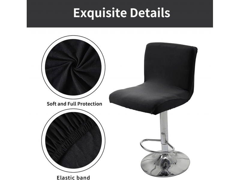 Housses élastiques pour tabourets de bar, lot de 2 housses pour chaises de salle à manger, housses de tabourets de bar unies, noires XLH-ZLS-009215ZLS - Conforama C