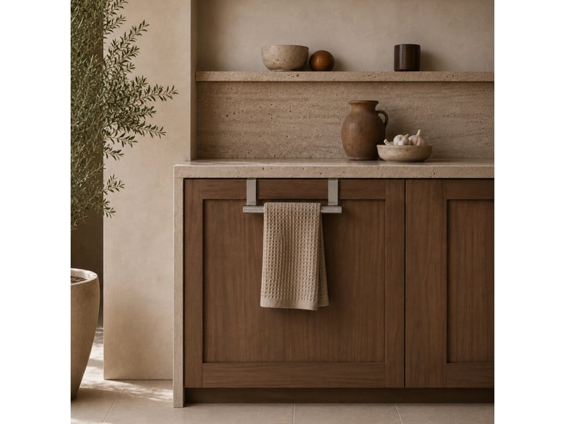  Porte serviette, torchon, crochet à suspendre cuisine ou salle de bain - acier inoxydable - 23.5 cm - chrome  - Conforama D