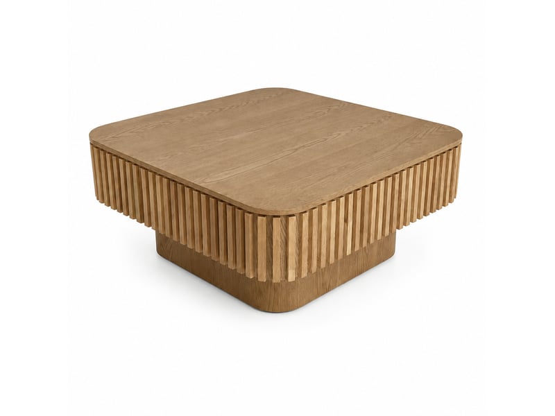  Table basse carrée 75x75x35 cm avec rangement caché coloris bois naturel  - Conforama A