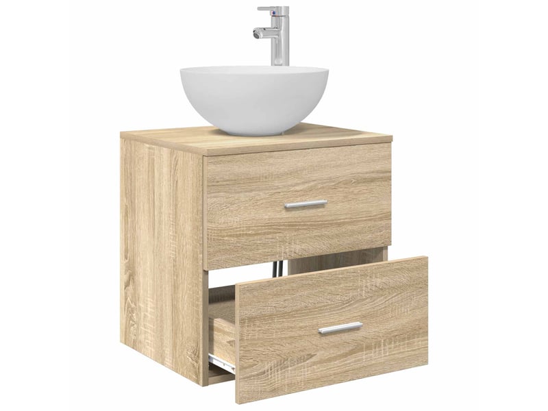 Meuble lavabo mural, meuble de rangement chêne sonoma 49.5x35x63 cm - Conforama C