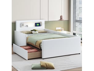 Lit avec rangement 90x200 cm <strong></strong>  <strong></strong> coloris blanc