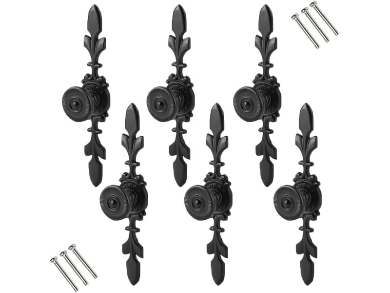  Pack de 6 tireurs rétro noirs avec plaque de base, poignées pour la cuisine, les commodes, les meubles et les armoires avec vis  - Conforama A