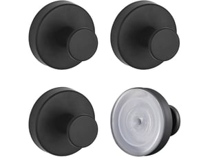 Lot de 4 crochets muraux à ventouse puissants, fixation sans perçage étanche et réutilisable, support de rangement pour cuisine et salle de bain, noir