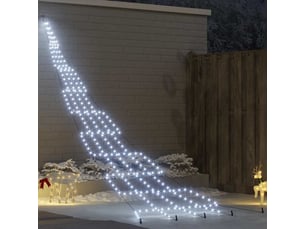 Arbre de noël, sapin de noël led avec piquets au sol blanc froid 511 cm métal