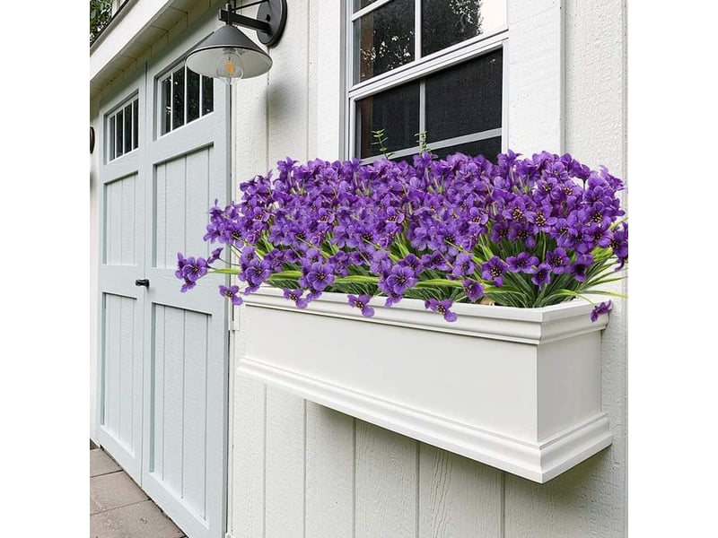  10 bundles fleurs artificielles extérieures résistant aux uv pas de fade faux fleurs violettes pour intérieur extérieur plantes suspendues jardin patio porche fenêtre bote maison de mariage décor de f  - Conforama E