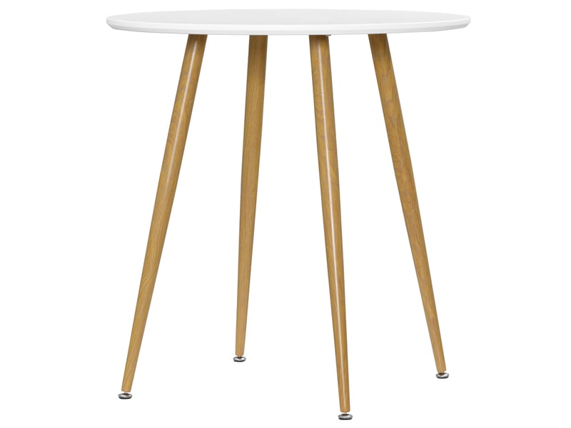  Table de salle à manger ronde pour 2 personnes, style nordique, pieds en métal, ø 72 x 75 cm, blanc mat  - Conforama B