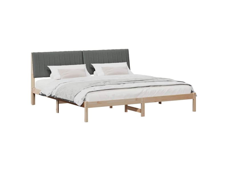  Lit double- lit adulte -  cadre de lit avec tête de lit marron 200 x 200 cm pin massif  - Conforama B