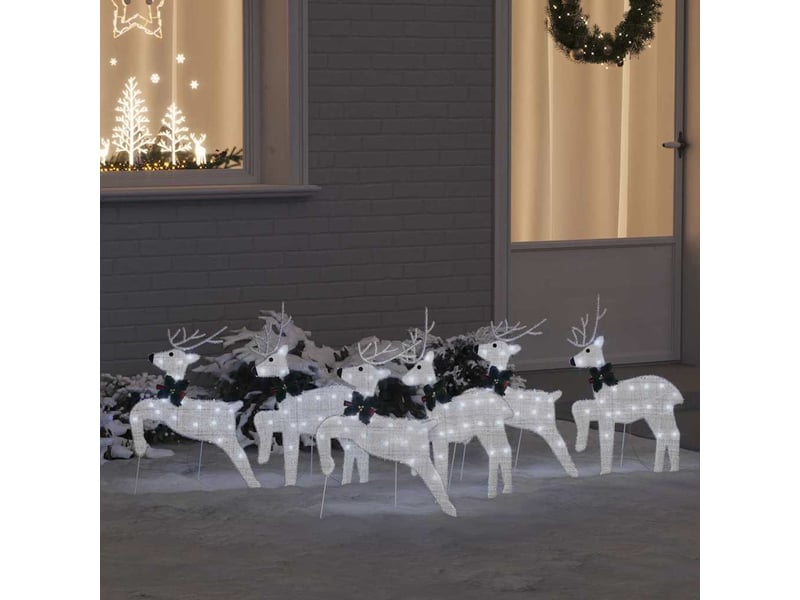  Lot de 6 rennes led, éclairage de noël, décoration de noël argenté 45 x 19 x 65 cm tissu cf62093  - Conforama B
