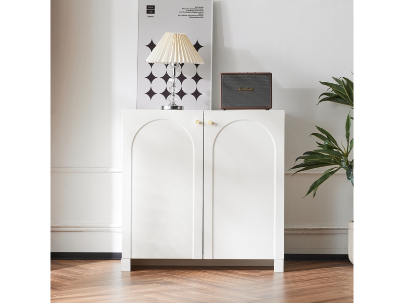Buffet 80x40x80 cm meuble bas blanc 2 portes pour salon ou chambre - Conforama B
