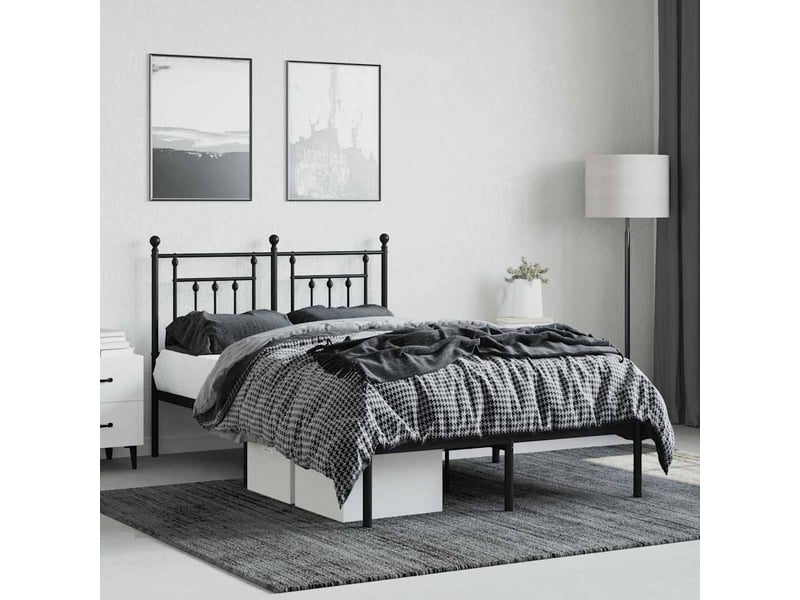  Lit double- lit adulte -  cadre de lit métal sans matelas avec tête de lit noir 120x190cm  - Conforama C