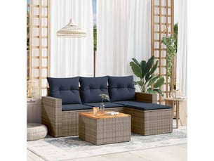 Vidaxl ensemble de canapé de jardin 5 pcs avec coussins gris résine tressée