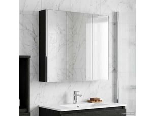 Armoire miroir salle de bain, meuble de rangement chêne noir 73.5x15.5x70 cm