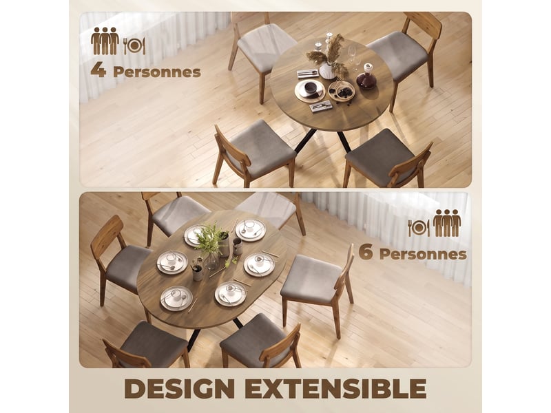 Table à manger extensible ovale pour 4 à 6 personnes en mdf et acier 100-135 cm - Conforama D