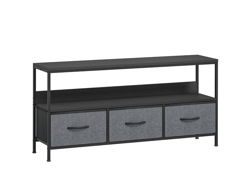 Meuble tv, meuble télé pour téléviseur jusqu'à 55 pouces avec 3 tiroirs et pieds en acier 120 x 29 x 56 cm noir  - Conforama B