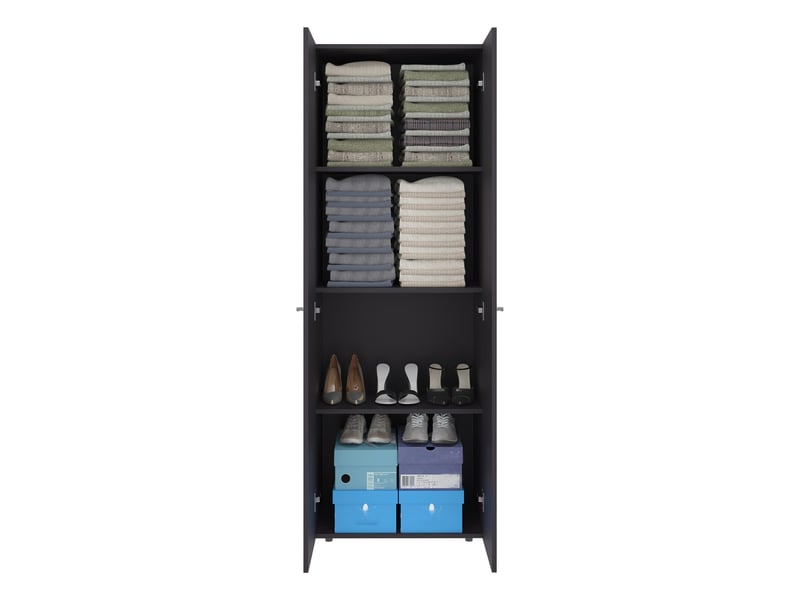  Armoire de 170 cm avec 2 portes et 3 étagères, wengé  - Conforama B