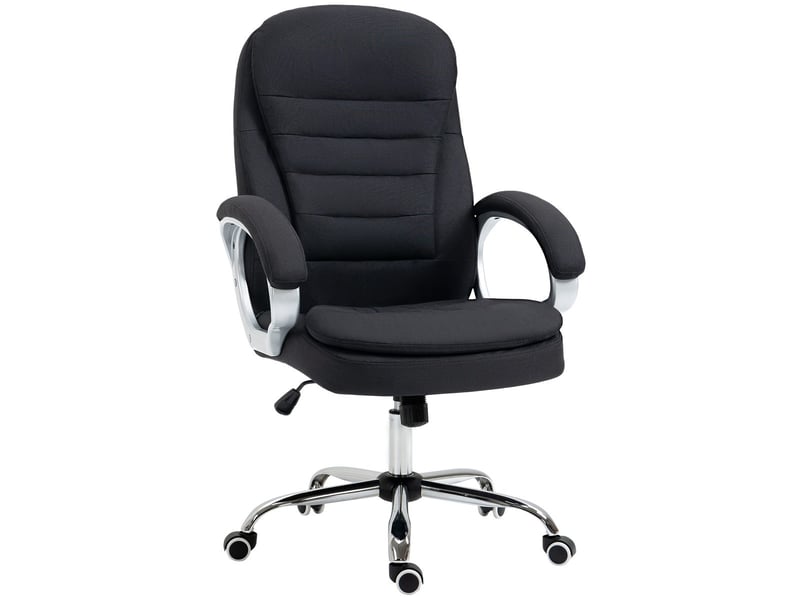  Fauteuil de bureau ergonomique noir lin 64x75x111-121cm, réglable en hauteur, avec fonction bascule 921-170BK - Conforama B