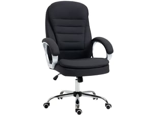 Fauteuil de bureau ergonomique noir lin 64x75x111-121cm, réglable en hauteur, avec fonction bascule