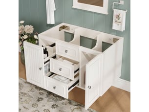 Meuble sous vasque suspendu 78.5 cm mdf 3 tiroirs meuble salle de bain blanc