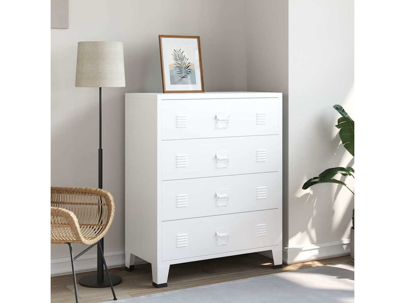  Armoire à tiroirs, commode industrielle blanc 78x40x93 cm métal  - Conforama C