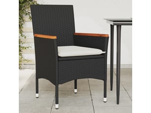 Lot de 2 chaise de jardin | chaise d'extérieur avec coussins noir résine tressée shl1110
