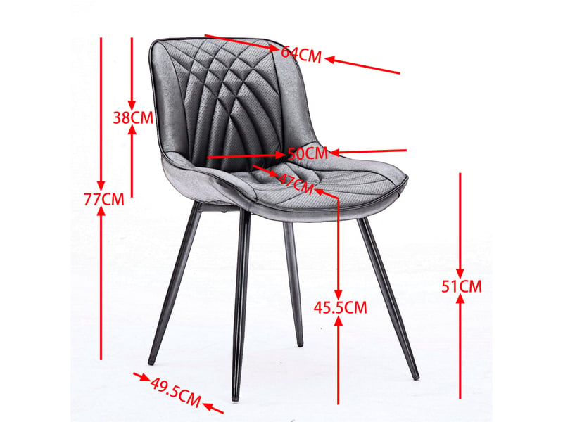  Lot de 2 chaises de salle à manger - 50x47x77cm - chaises capitonnées en tissu rembourré pieds métal noir - beige  - Conforama E