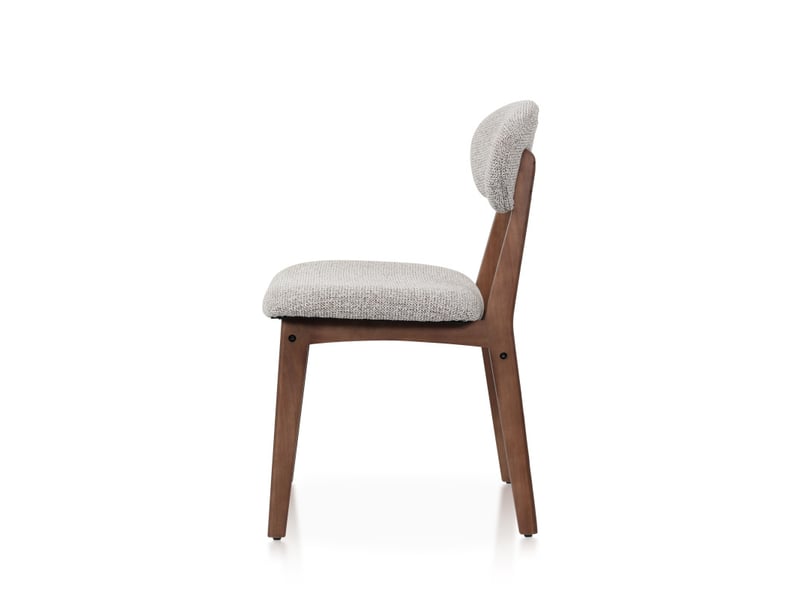  Chaise lina en bois aspect noyer et tissu brun chiné rembourré  - Conforama C