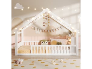 Lit cabane 90x190 cm <strong>MERAX</strong>  <strong>lit enfant blanc</strong> coloris blanc