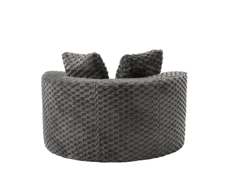 Fauteuil rond avec pouf, assise ergonomique - sans montage, tissu gris foncé 130 × 115 × 103 cm - Conforama E
