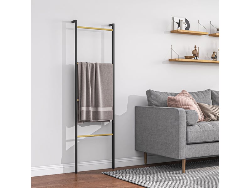  Porte-serviettes 49x167,5 cm à 4 barres métal noir  - Conforama B