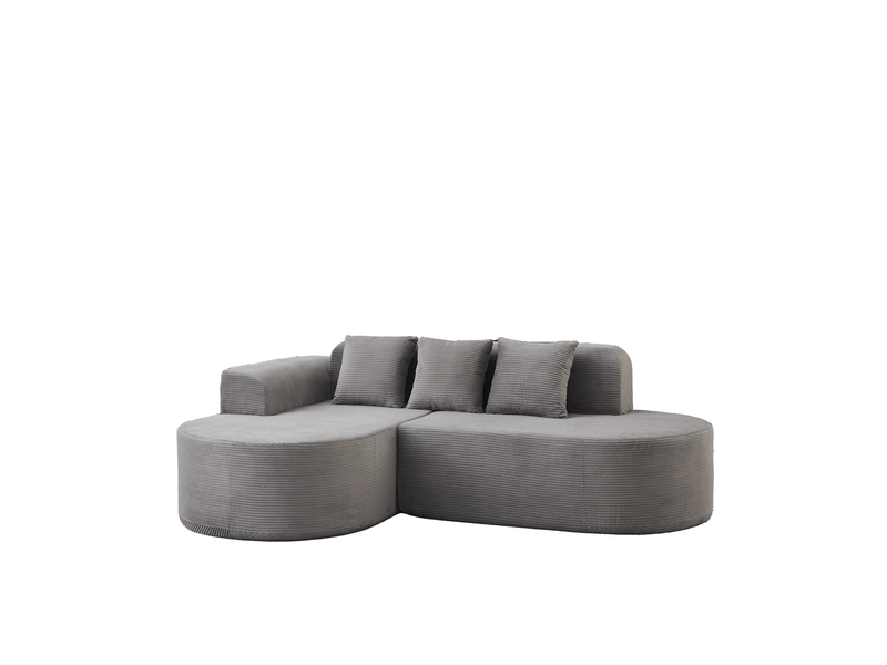  Canapé d'angle, canapé modulable, forme incurvée, design moderne, 220 cm, pour salon et séjour, en velours tricoté  - Conforama E