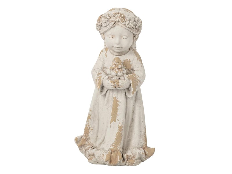  Statue ange fleuri extérieur judith 61cm beige  - Conforama A